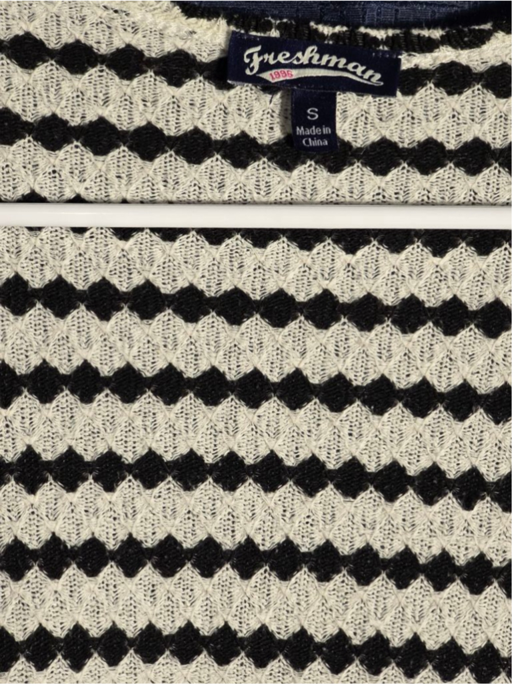Women's Freshman Black & White Striped Cardigan S vintage retro 90's y2k coastal - Picture 2 of 4